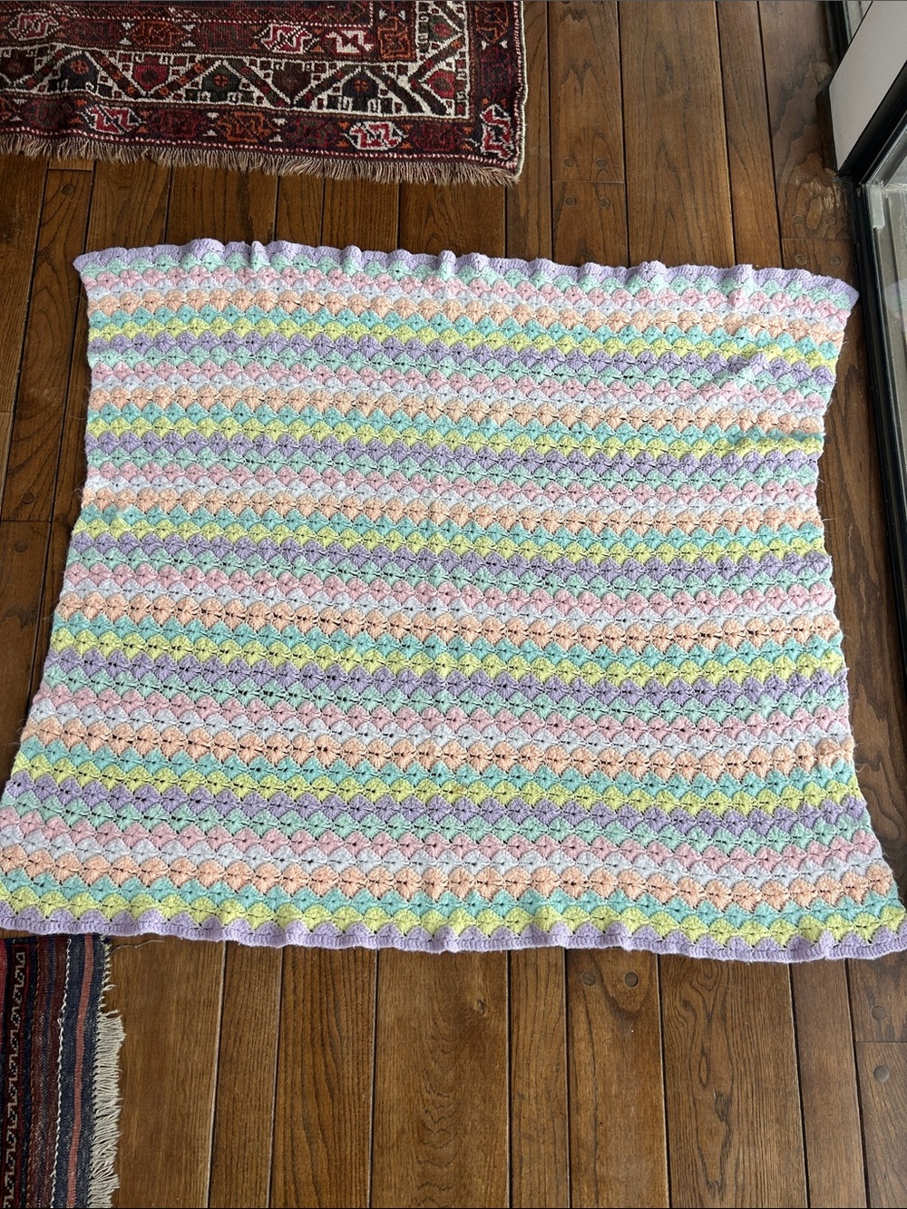 Vintage Style Handmade Crochet Crib Throw
